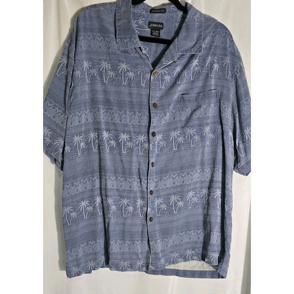 St. John's Bay Other - St. John's Bay Men's Blue Palms Silk Hawaiian SS Button‎ Up Shirt XXL